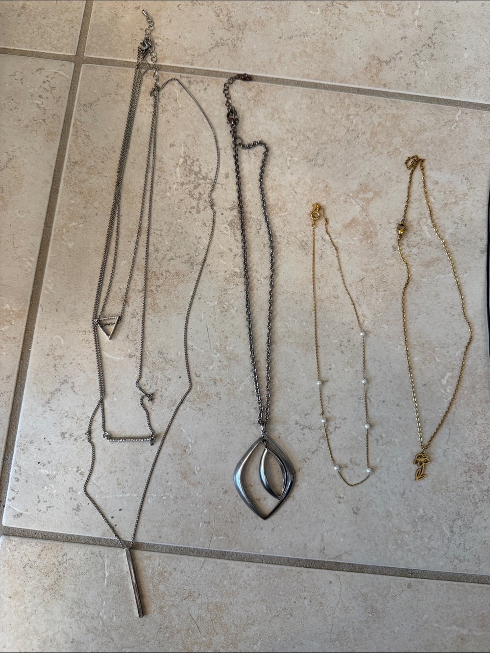Mixed Metal Women's Necklace Collection - Silver & Gold Tones - Picture 2 of 4